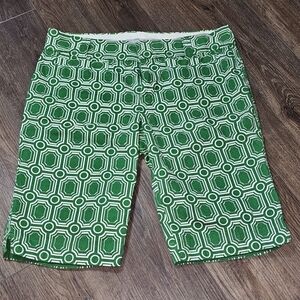 Old Navy Green Geometric Print Bermuda Shorts